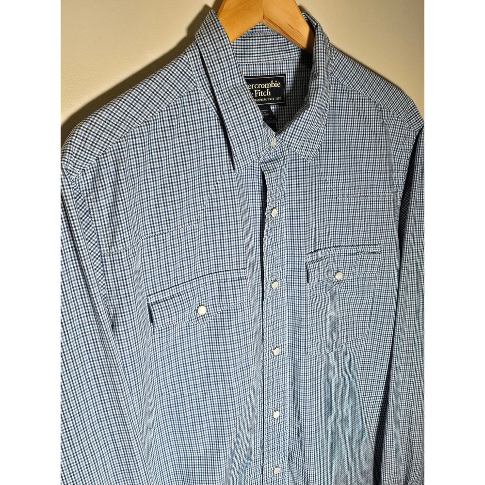Vintage 90s Abercrombie & Fitch Men’s L Pearl Snap Western Gingham Shirt